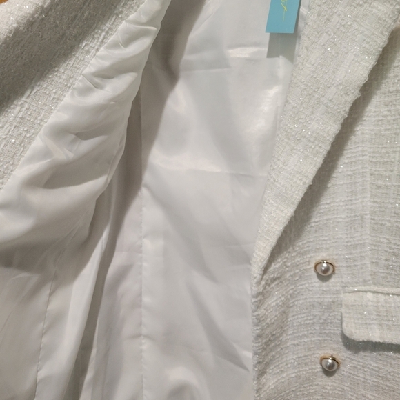 Elegant White Tweed Women's Blazer - Picture 3 of 12